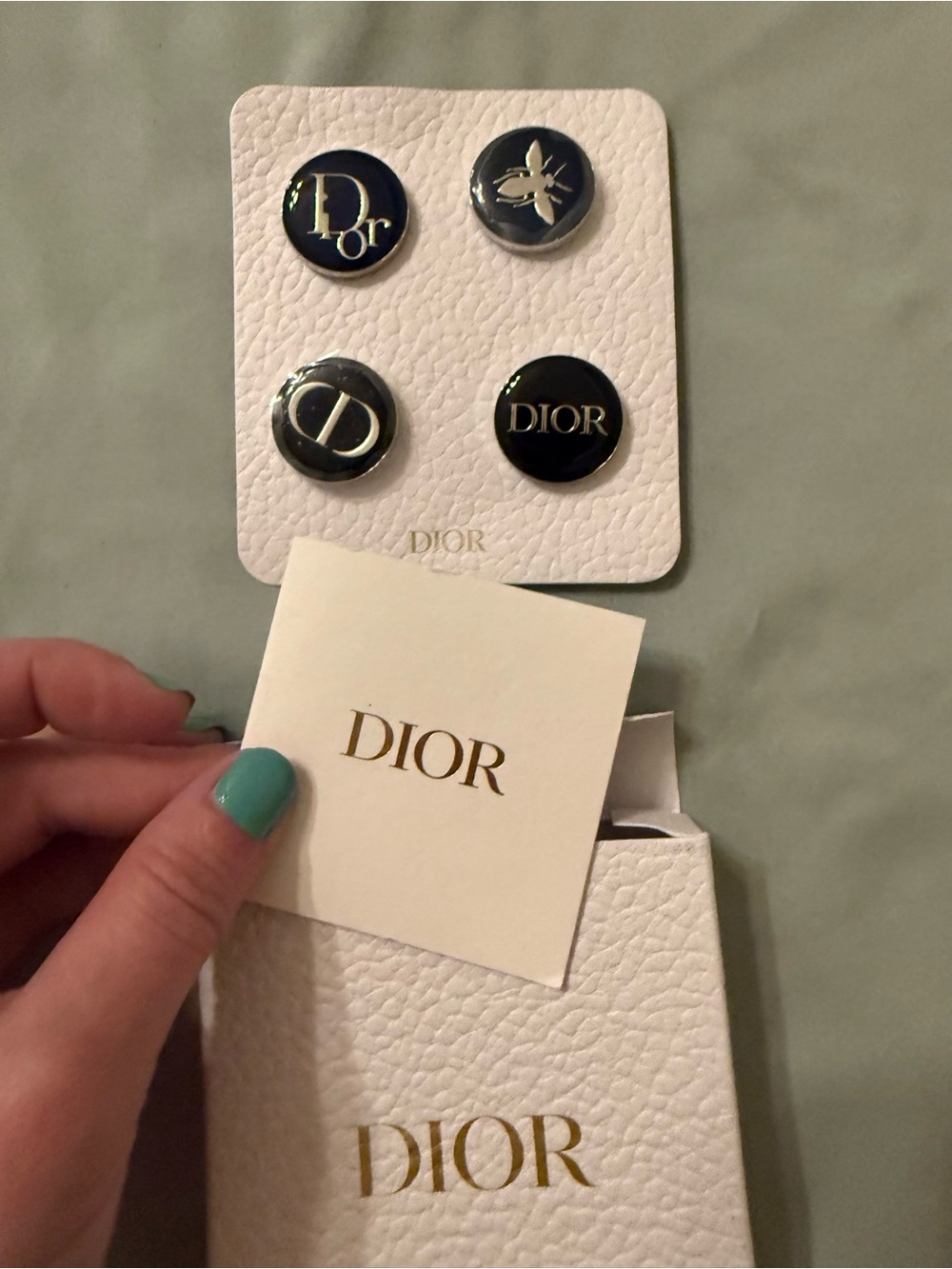 Dior - 4 Black & Silver Branded Pins